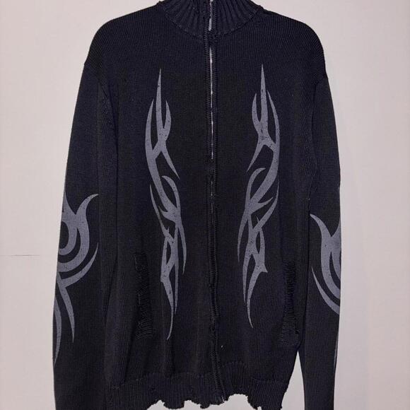 Balenciaga Men's Y2k Zip-Up distressed Cardigan - Picture 1 of 8